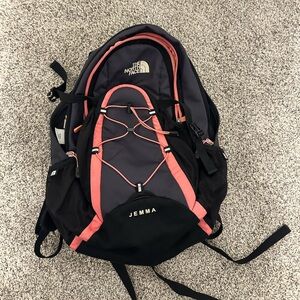The North Face Black and Coral Backpack